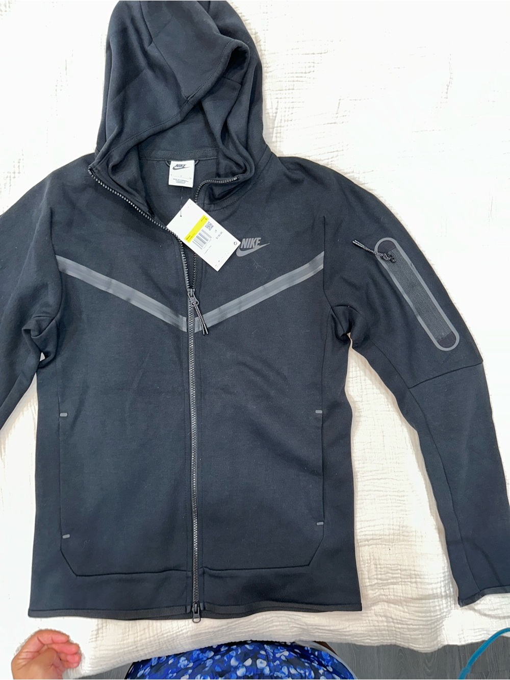 Nike Men's Black Hooded Performance Jacket with Reflective Chevron